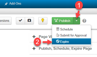 in Publish tab select expire from drop down menu