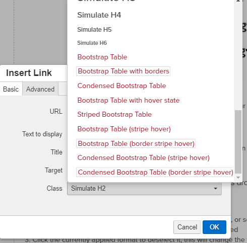 third screen of options; bootstrap table, bootstrap table with borders, condensed bootstrap table and more.