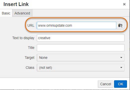 Advanced option with URL field